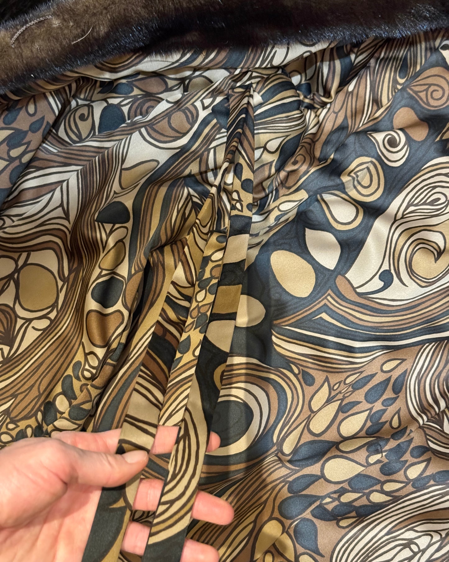 Vintage 1960s Mink Fur Princess Coat with Contrasting Silk Lining