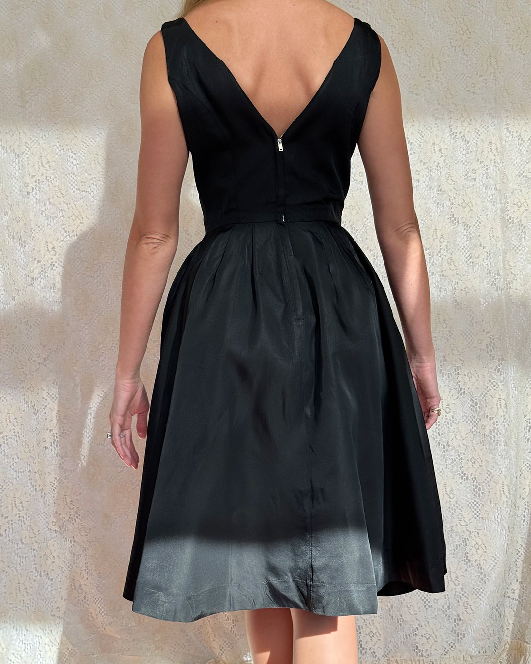 Vintage 1950s Basque-Waist Little Black Dress