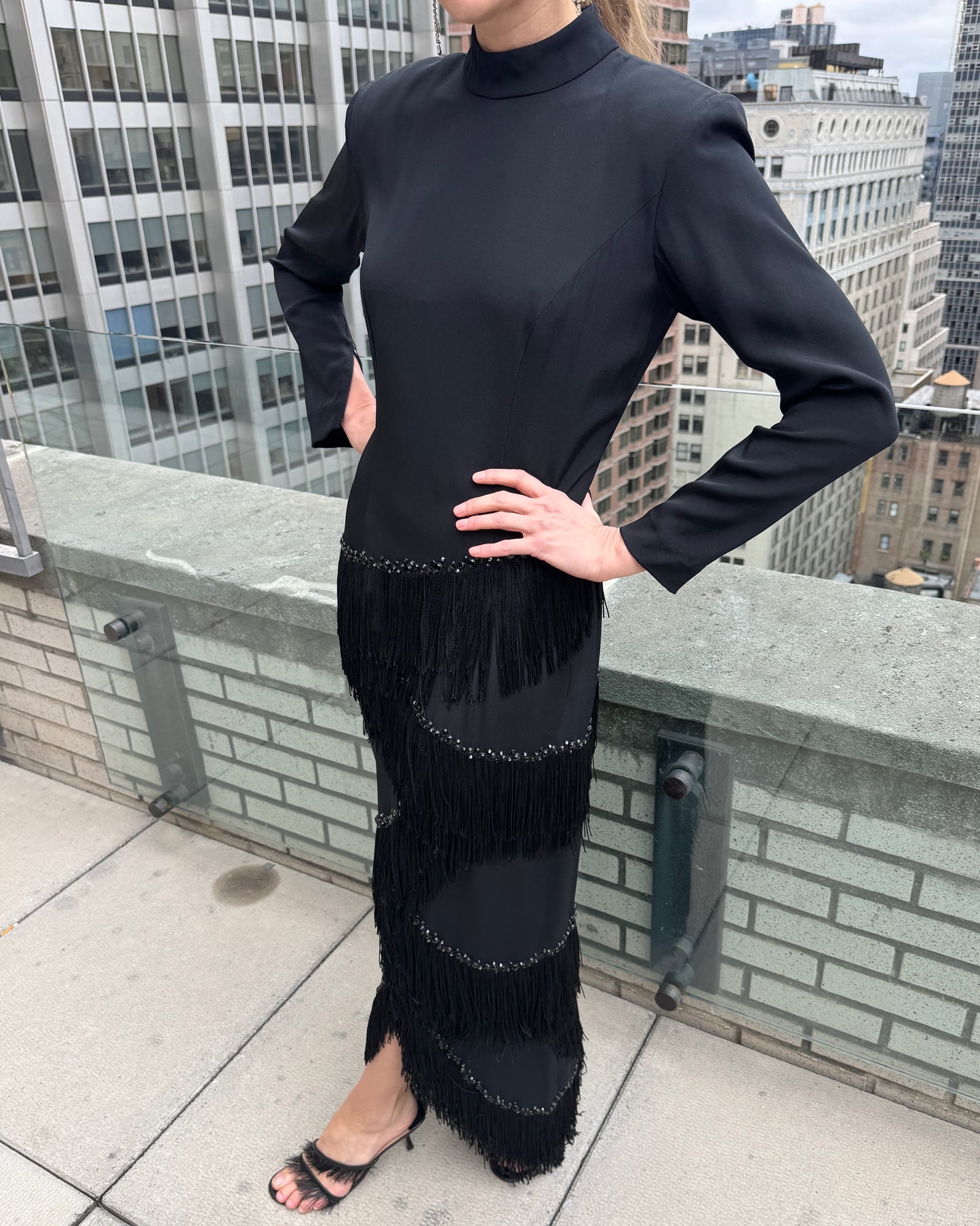 Vintage 1980s Bob Mackie Embellished Fringe Gown