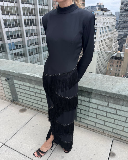 Vintage 1980s Bob Mackie Embellished Fringe Gown