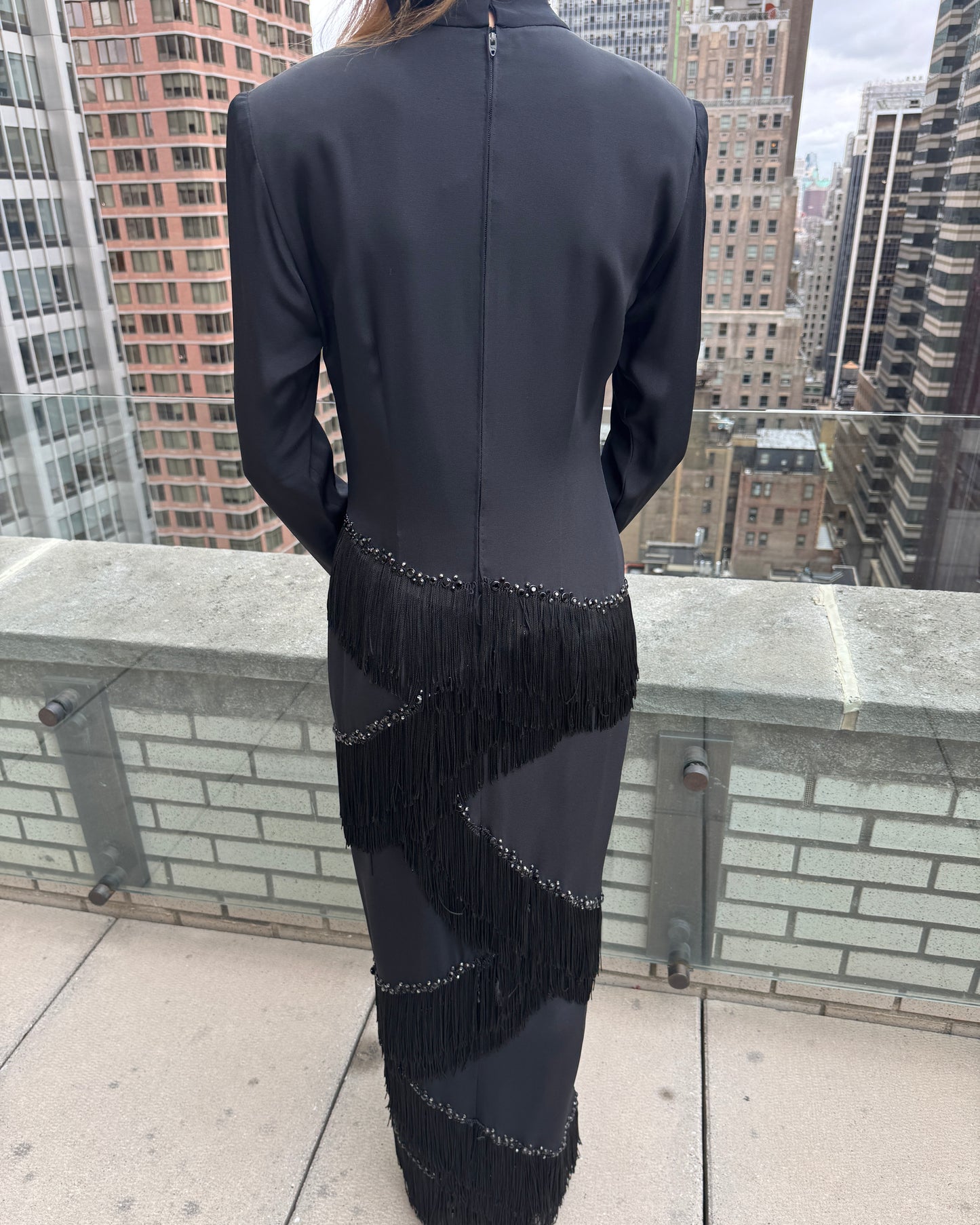 Vintage 1980s Bob Mackie Embellished Fringe Gown