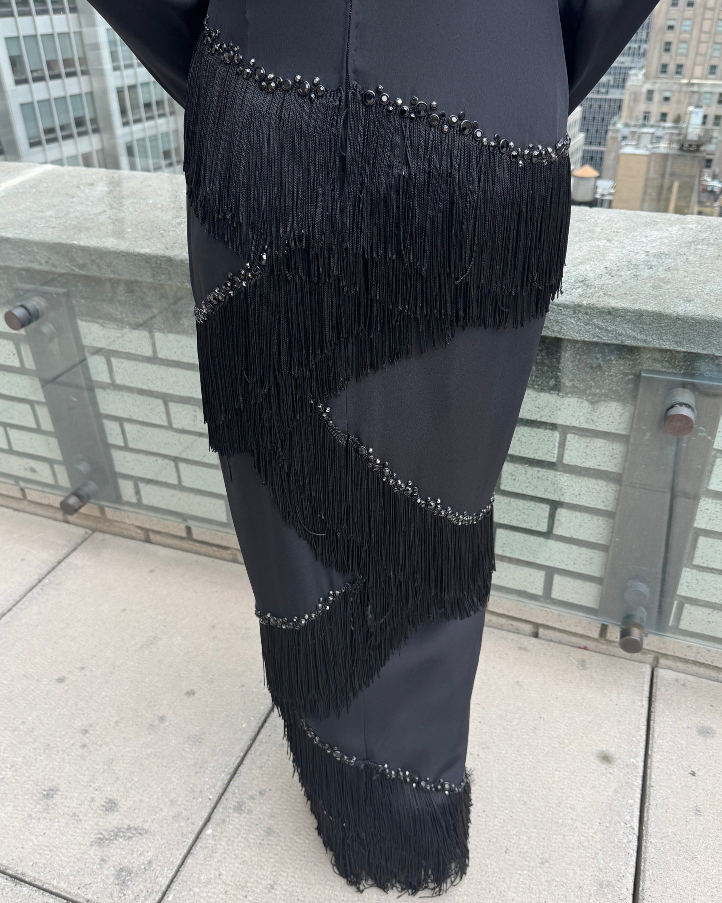 Vintage 1980s Bob Mackie Embellished Fringe Gown