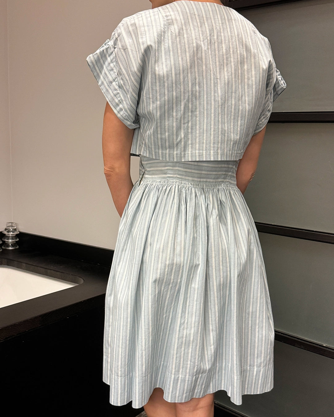Vintage 1940s Cotton Striped Sundress with Matching Bolero