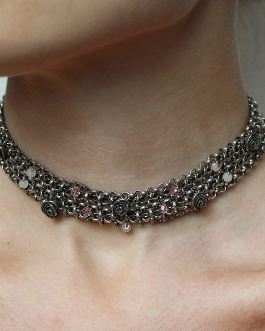 Vintage Silver Mesh Choker