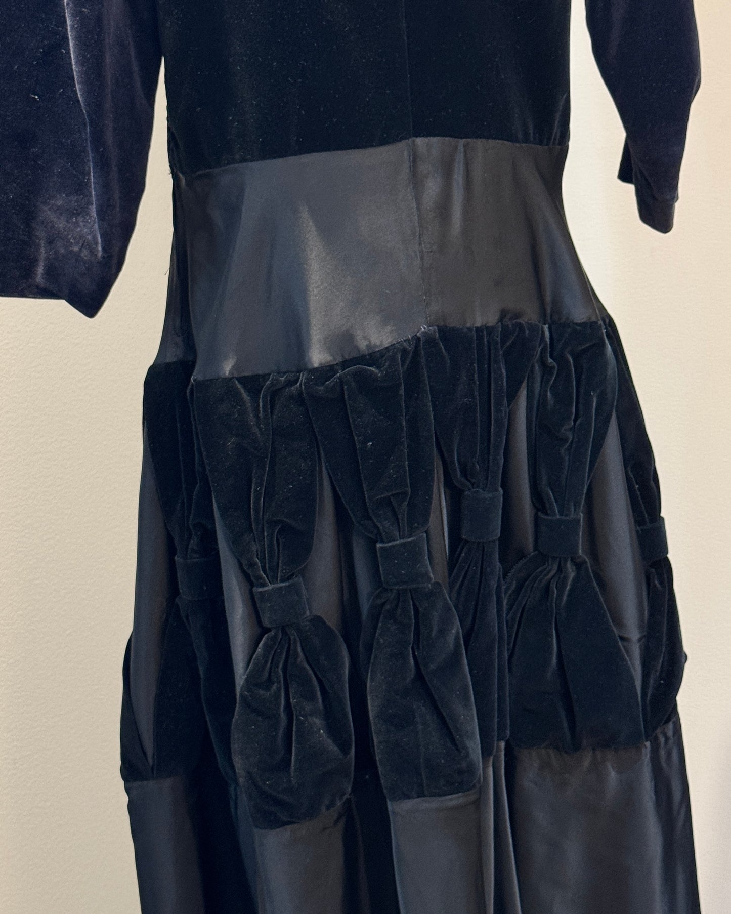 Vintage 1950s Velvet Dress with Oversized Bow Details