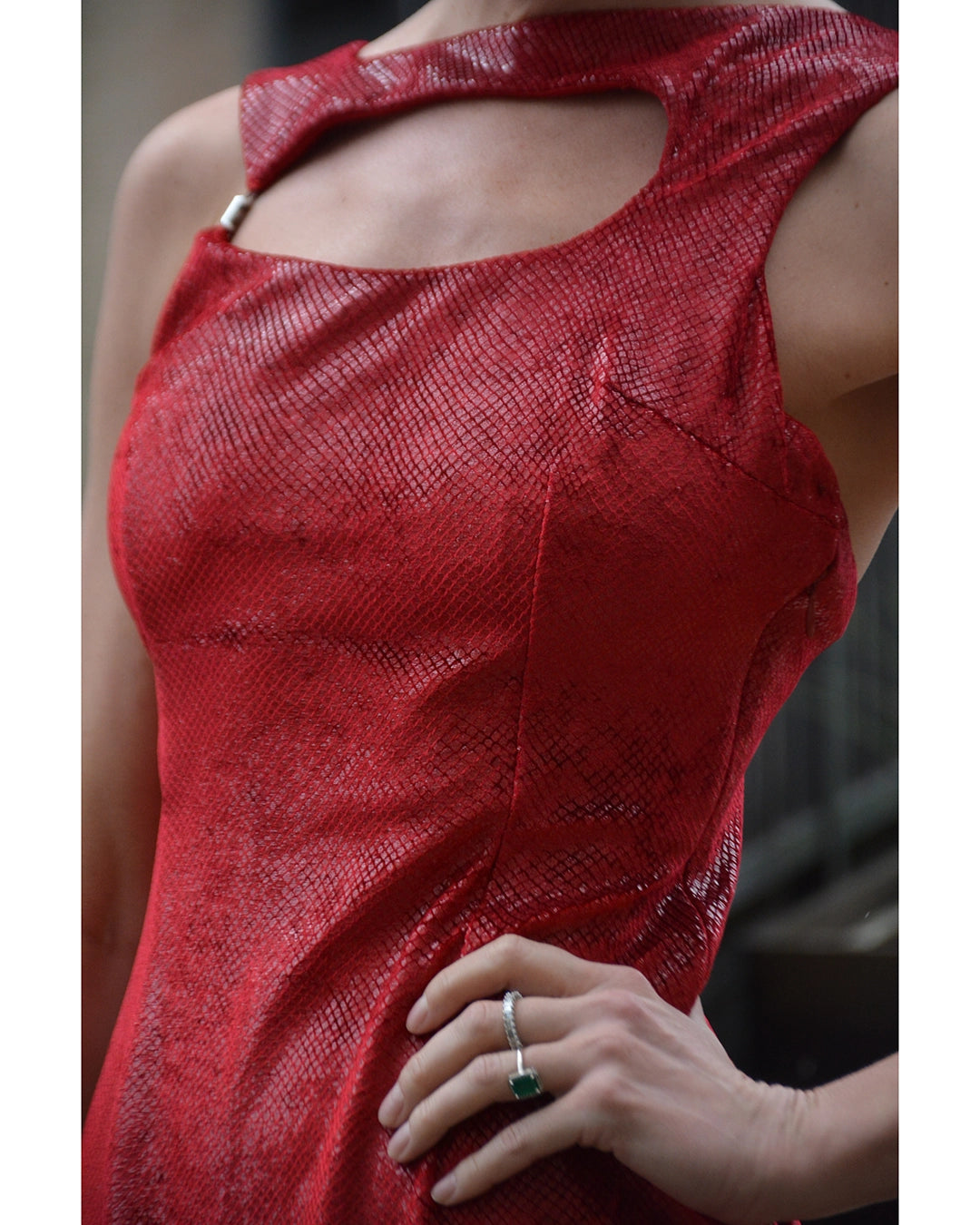 Italian Vintage Y2K Snake Effect Bodycon Dress with Cutout Neckline