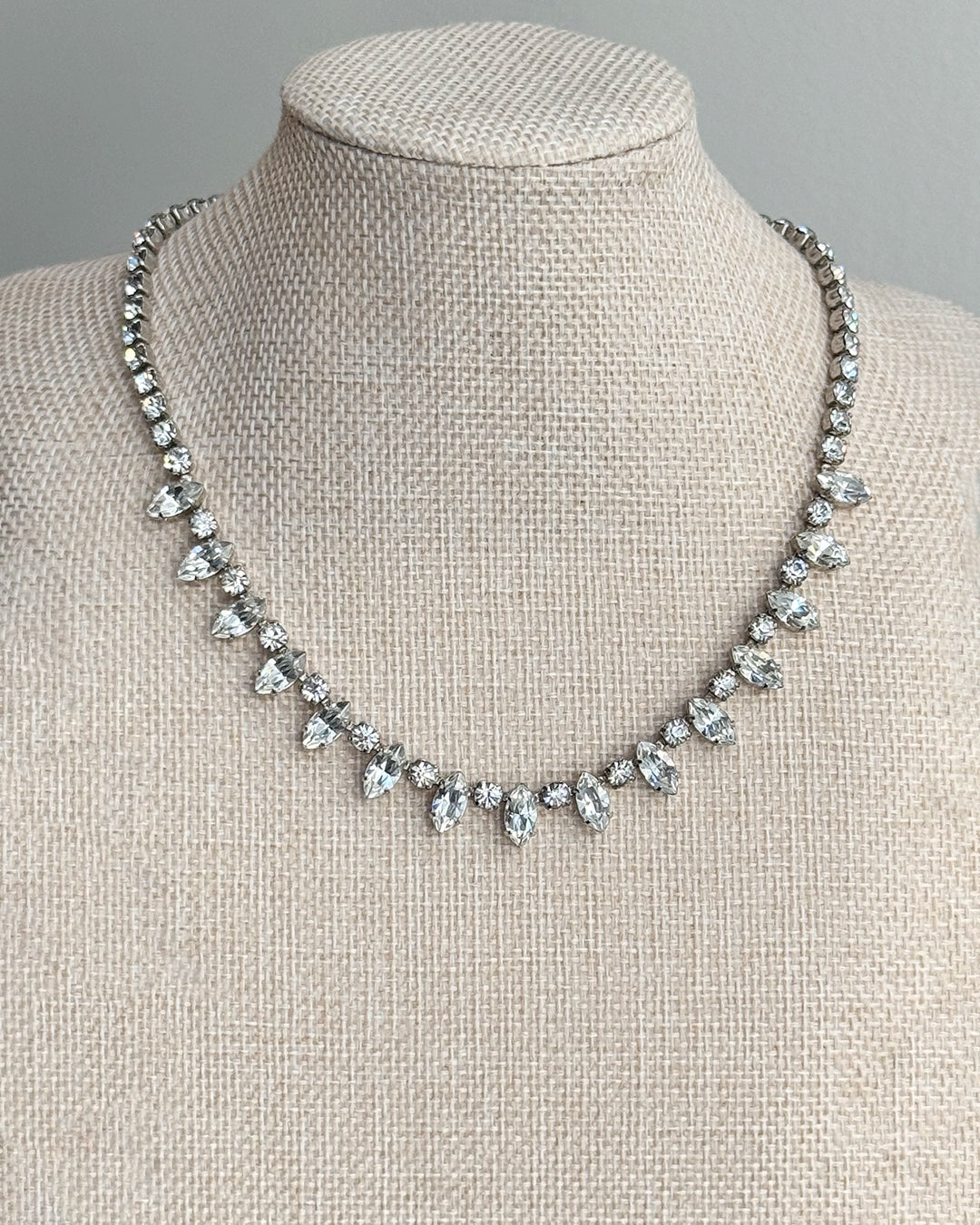 Signed Vintage 1950s Marquise-Cut Diamanté Necklace