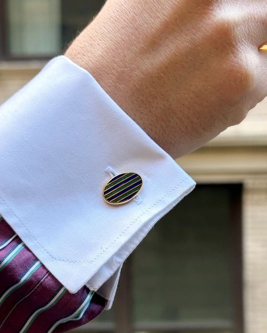 Vintage Striped Enamel Cufflinks