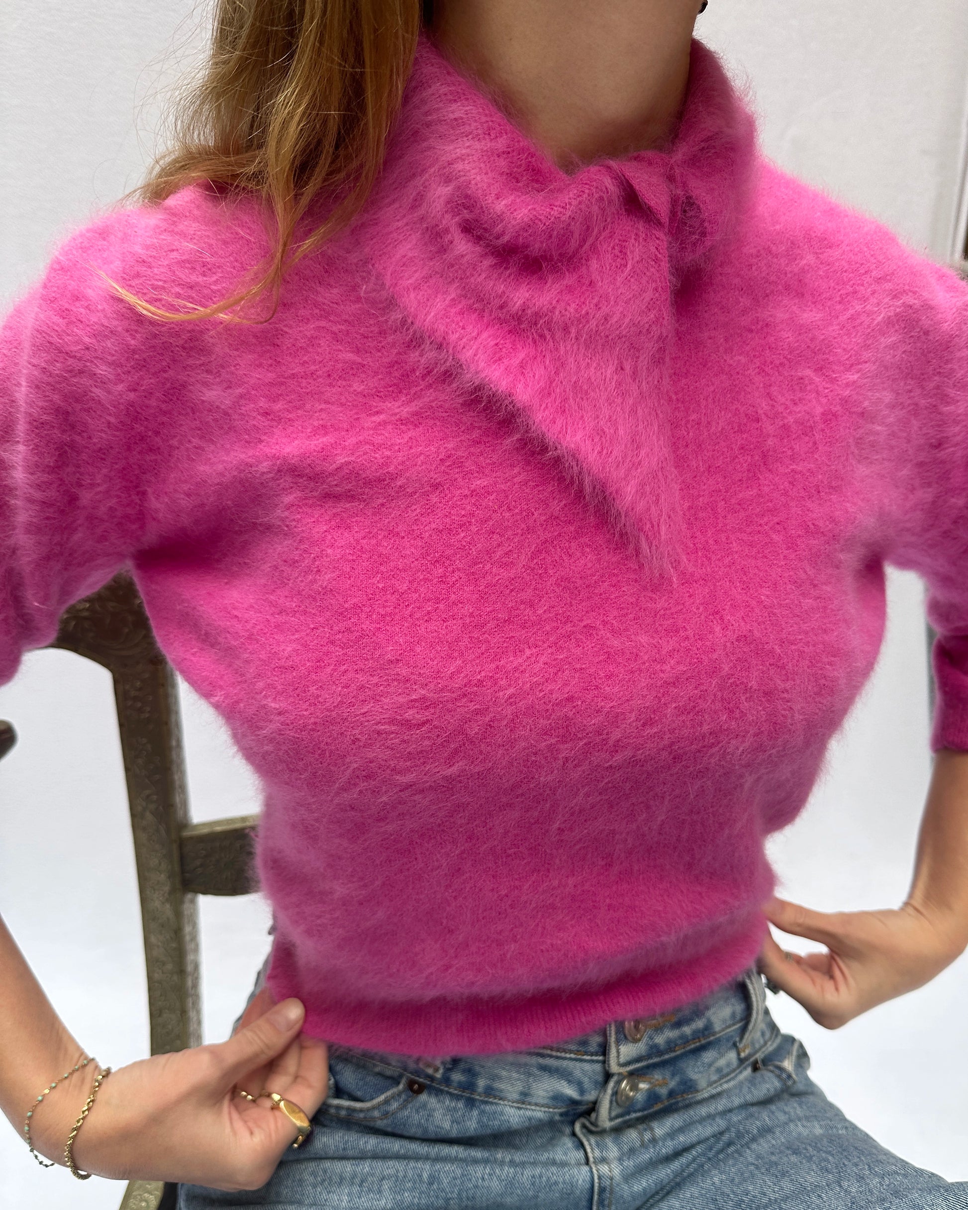 VINTAGE 1950s PINK ANGORA SWEATER