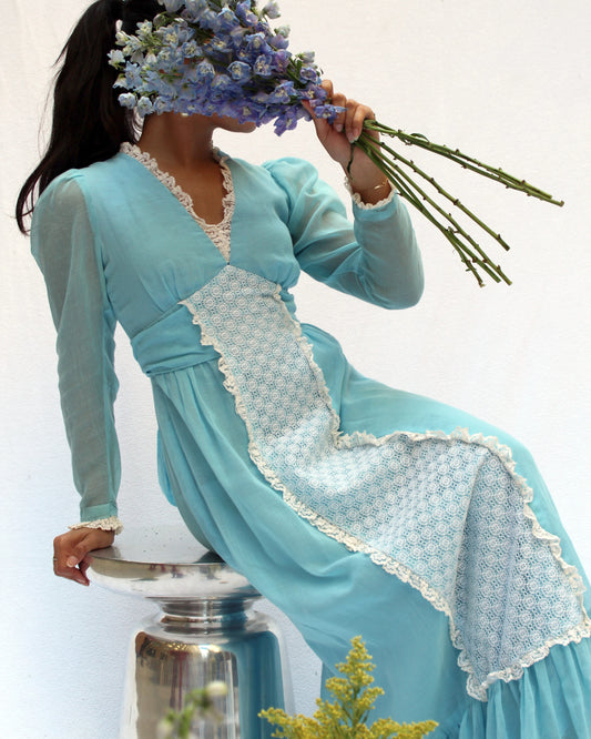 Vintage Romantic Long Sleeve Maxidress