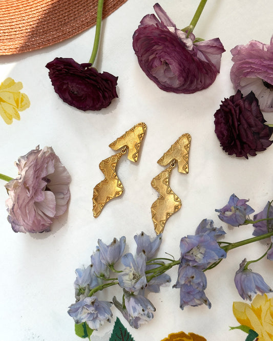 Vintage Gold Etruscan Statement Earrings