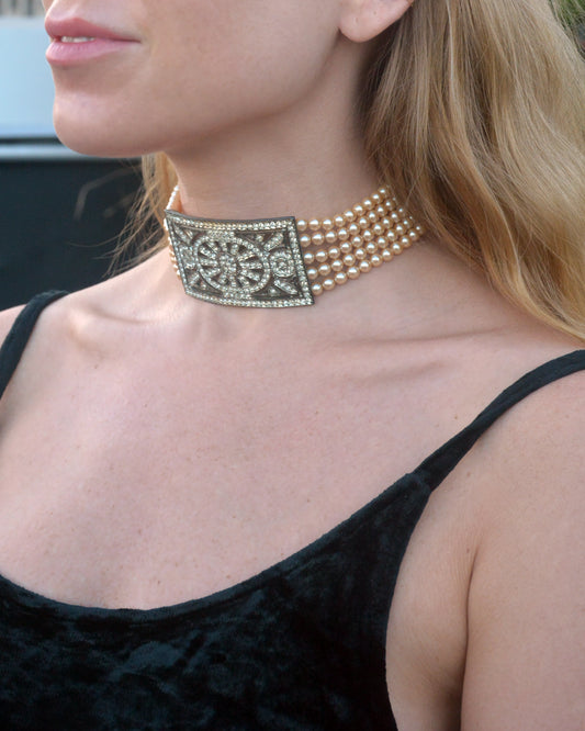 Vintage Edwardian-Style Pearl Choker Necklace