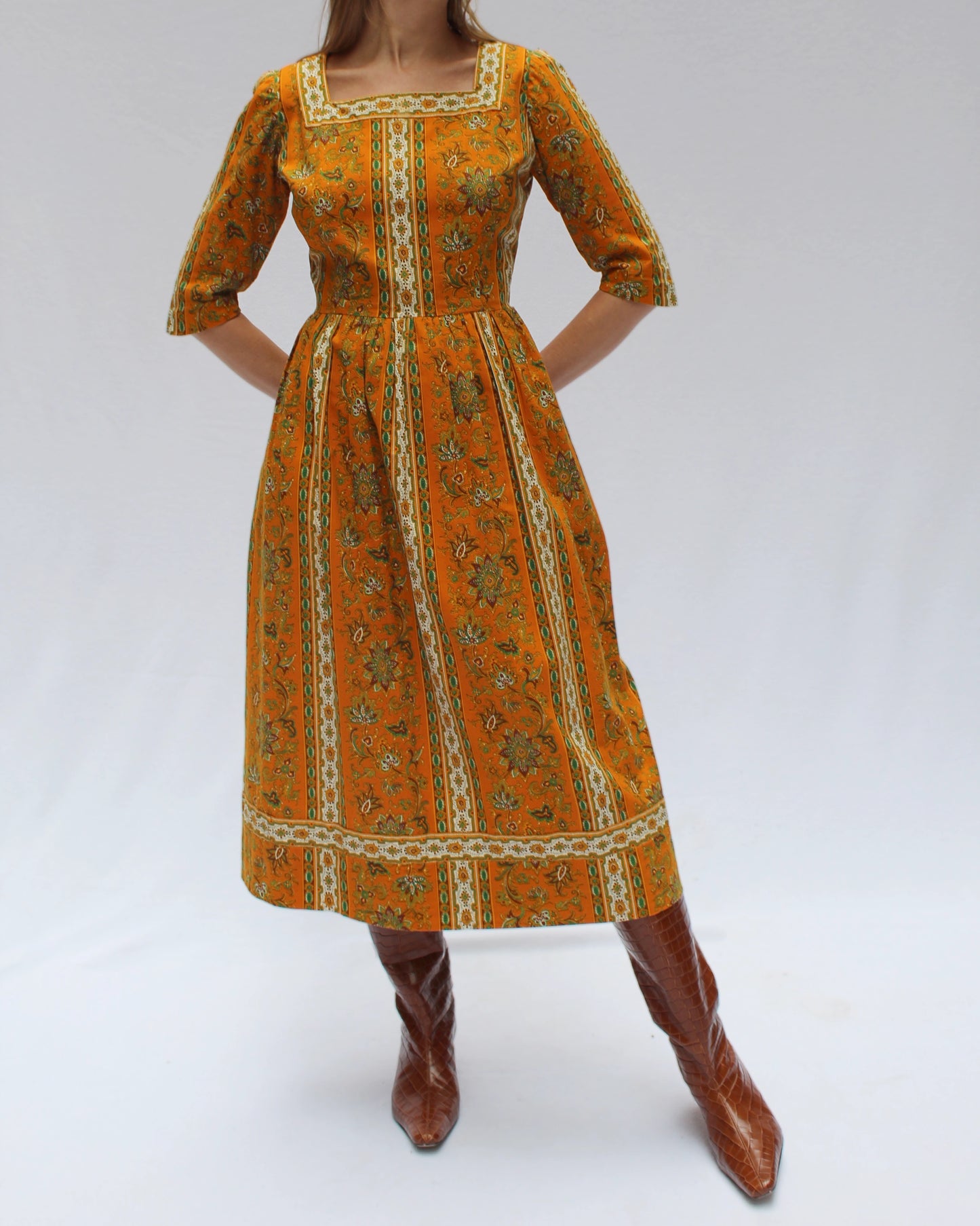 Vintage Autumnal Paisley Chintz Dress
