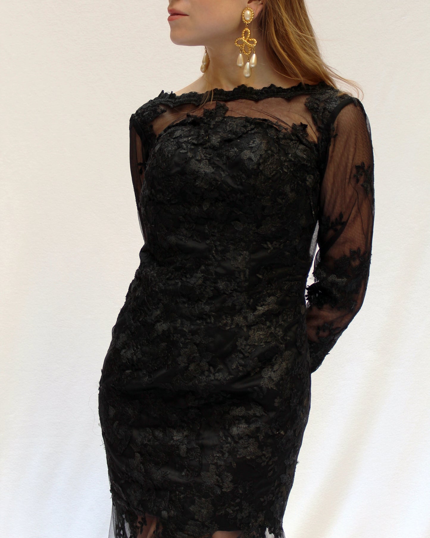 VINTAGE BLACK LACE GOWN, IN THE STYLE OF DOLCE & GABBANA