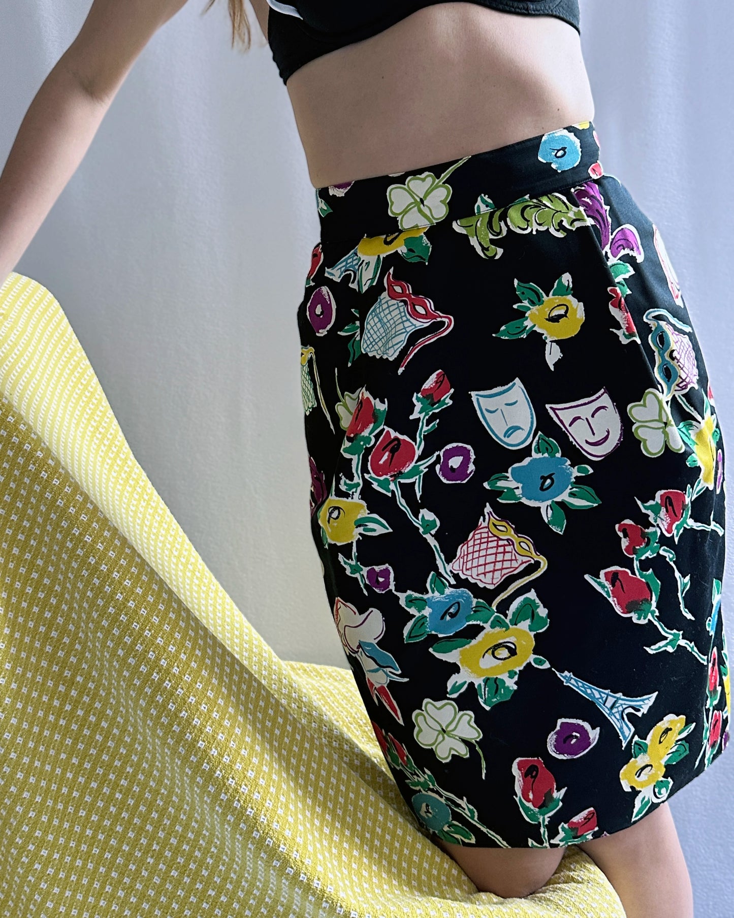 Vintage Christian Lacroix Novelty Print Pegged Skirt