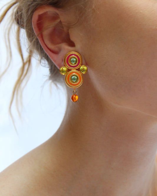 Vintage Colorful Enamel Drop Earrings