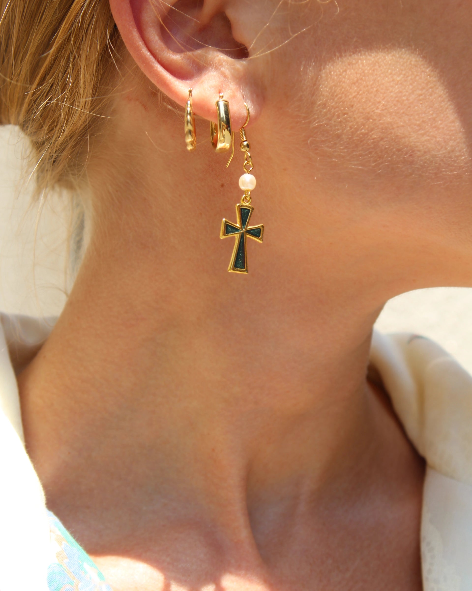 Vintage cross earrings sale