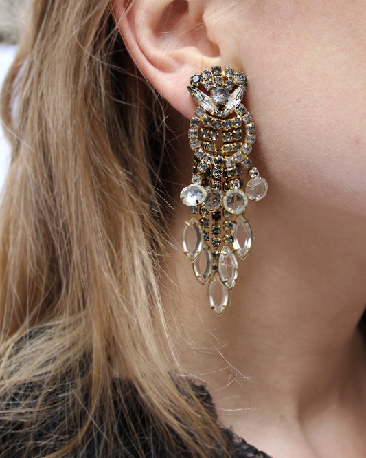 Vintage 1940s Crystal Waterfall Earring
