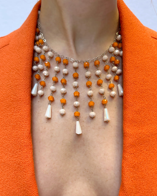 Vintage 1950s Crystal Waterfall Necklace