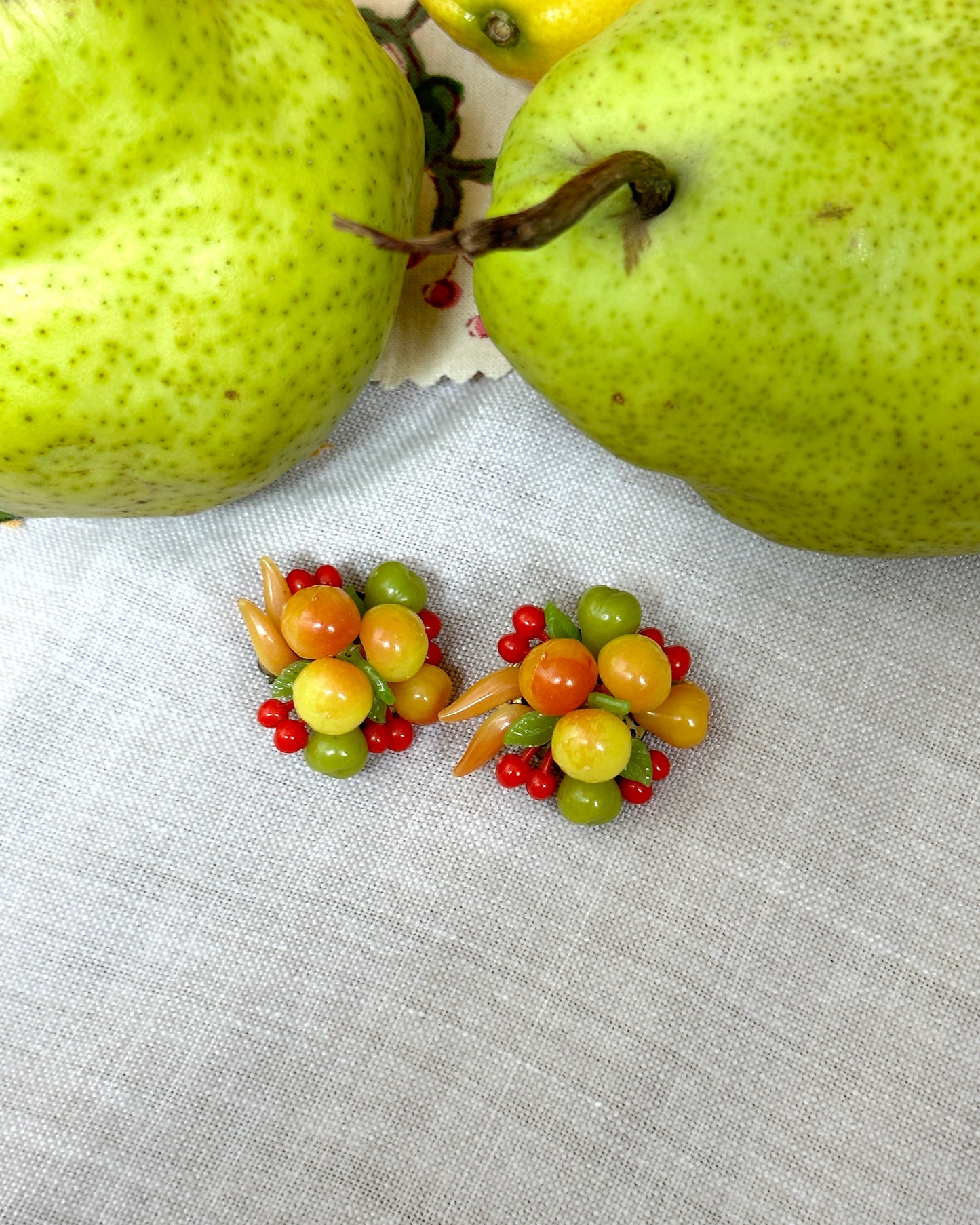 Vintage fruit earrings on sale
