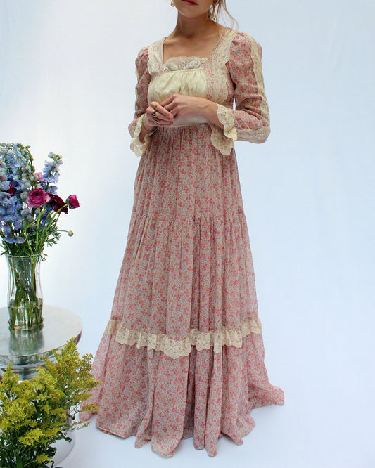 Vintage Gunne Sax Long Sleeve Floral Maxidress