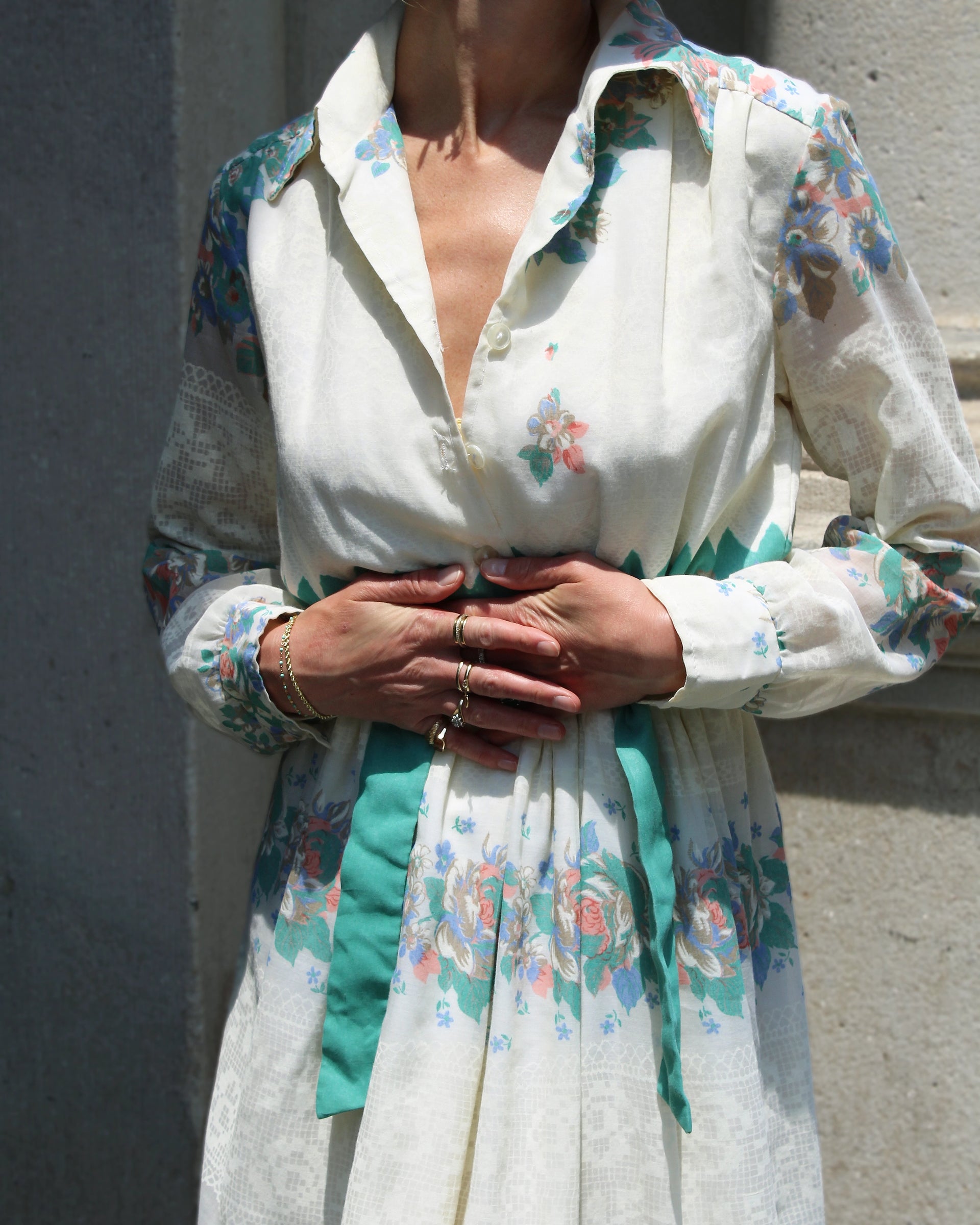 Vintage Long Sleeve Full Length Shirtwaist Dress Very Breezy