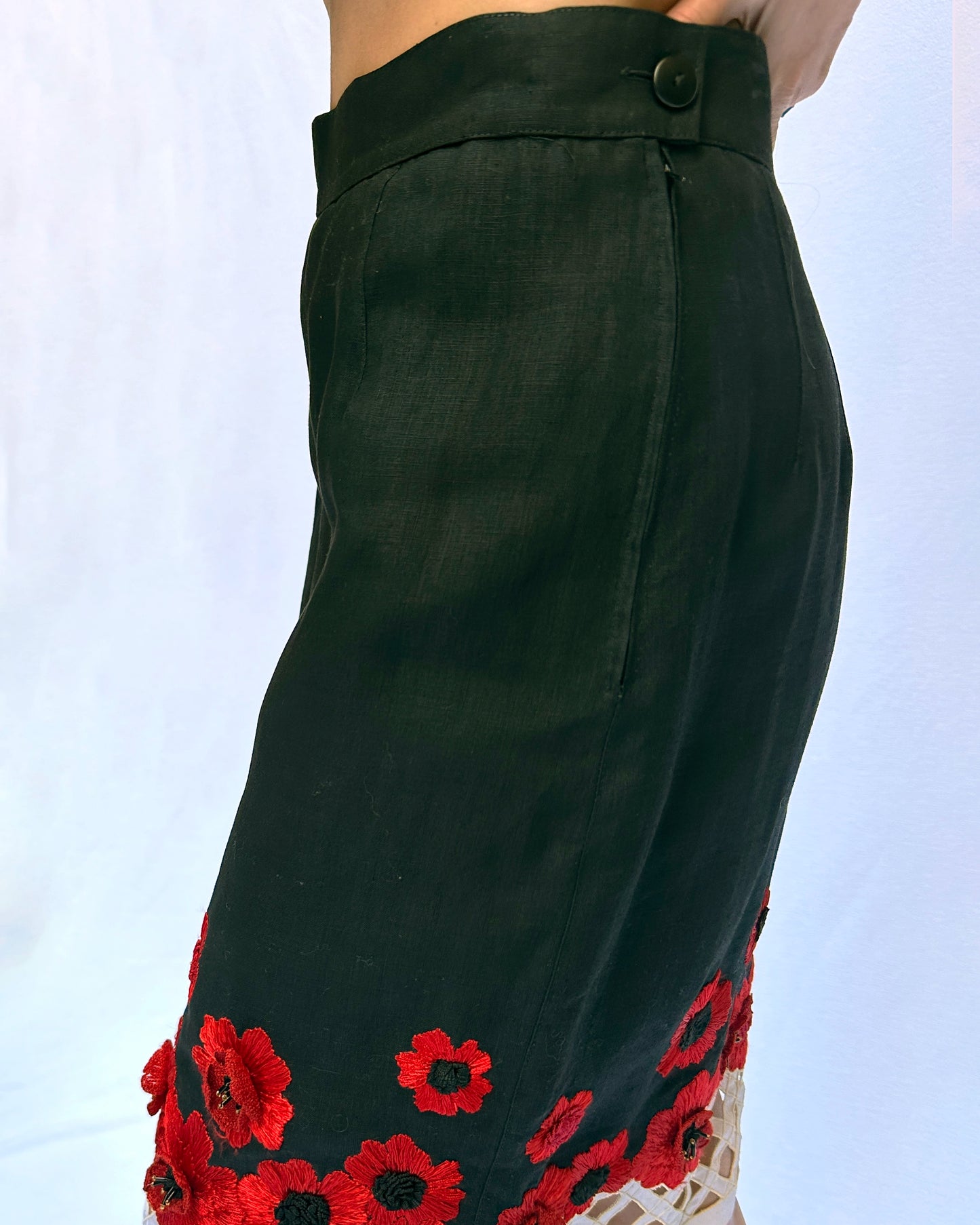 Vintage Roccobarocco Floral Embellished Skirt