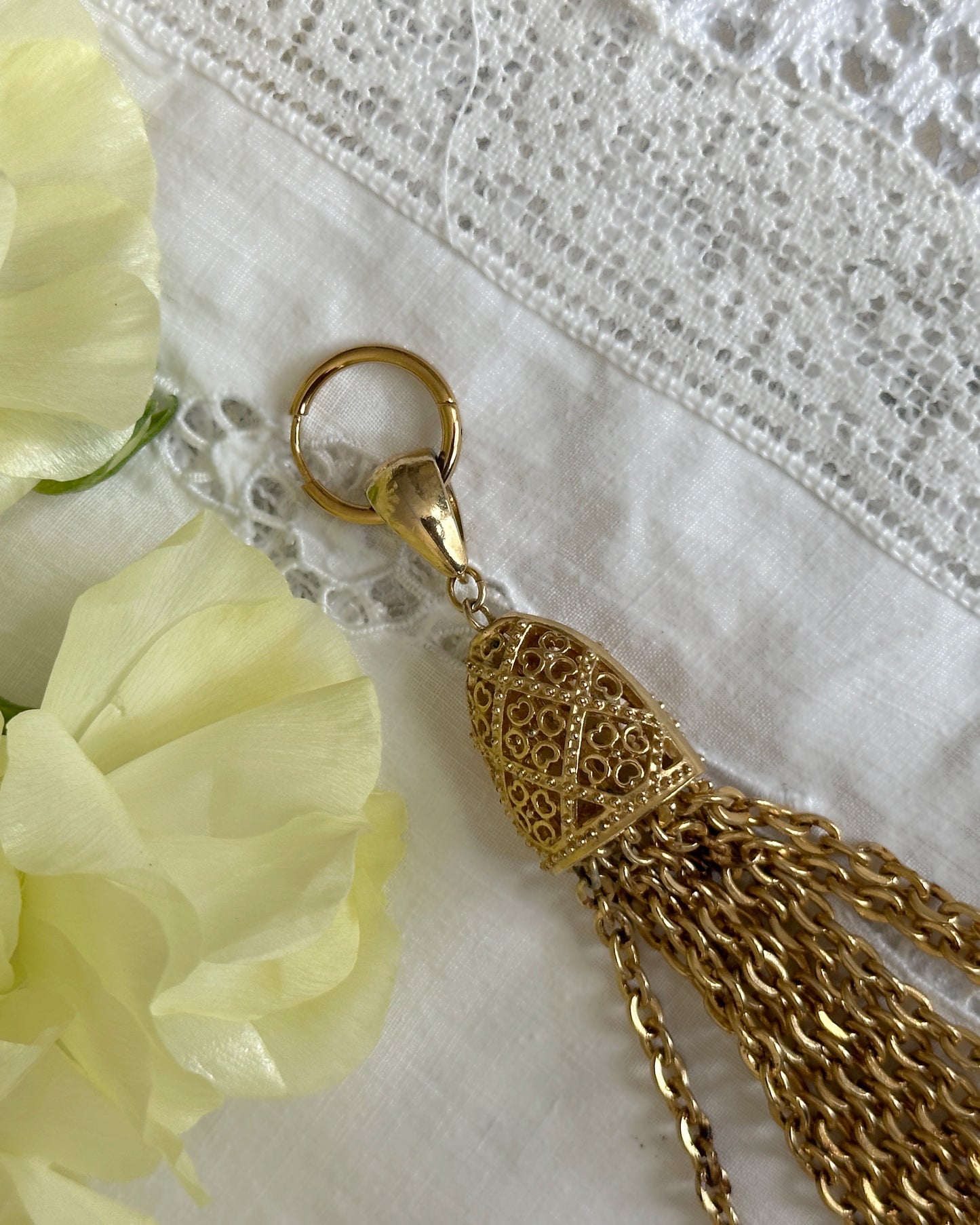 Vintage Gold Tassel Statement Earring/Pendant
