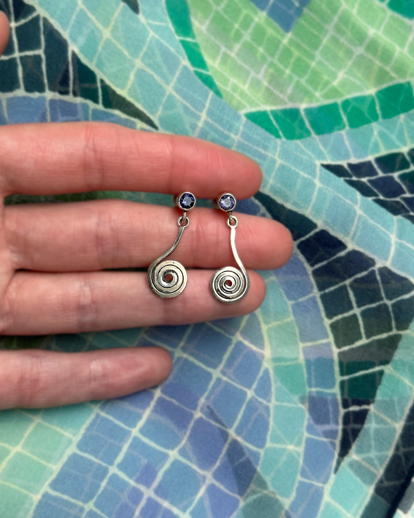 Vintage Silver Spiral Drop Earrings