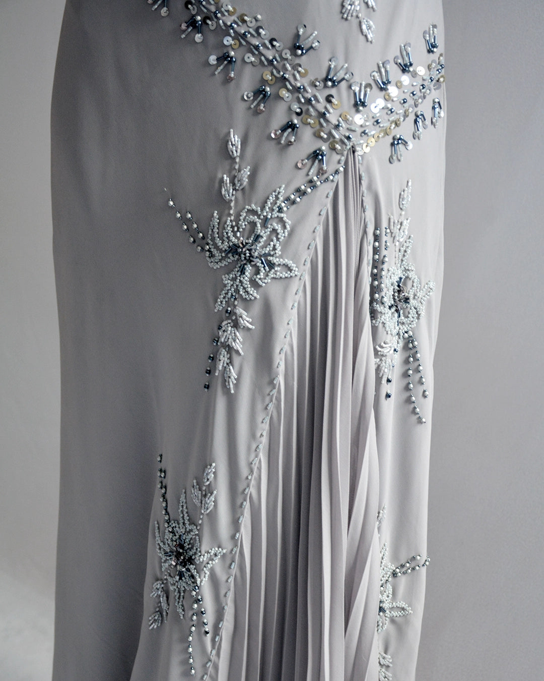 Vintage 1920s-Style Beaded Chiffon Gown