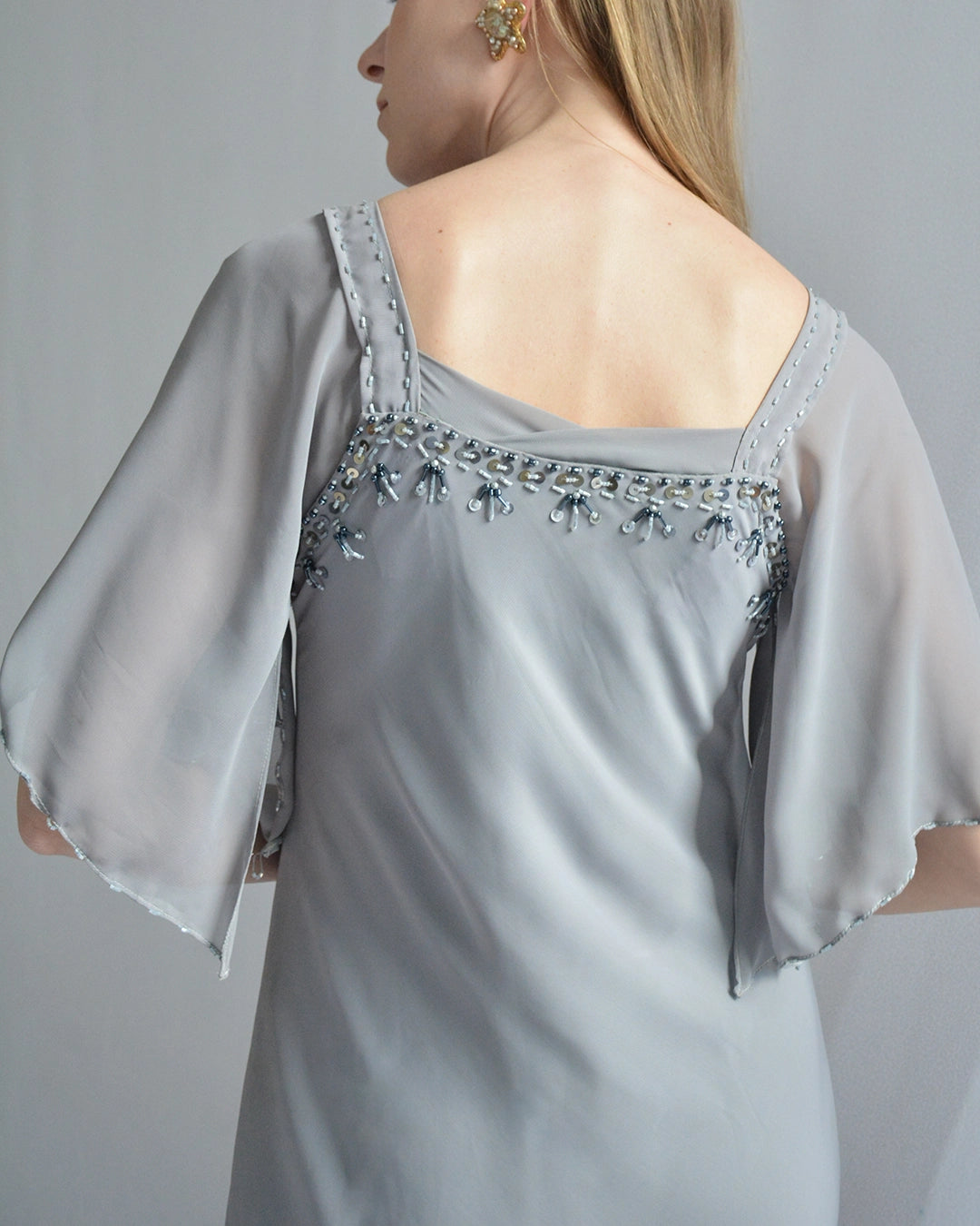 Vintage 1920s-Style Beaded Chiffon Gown