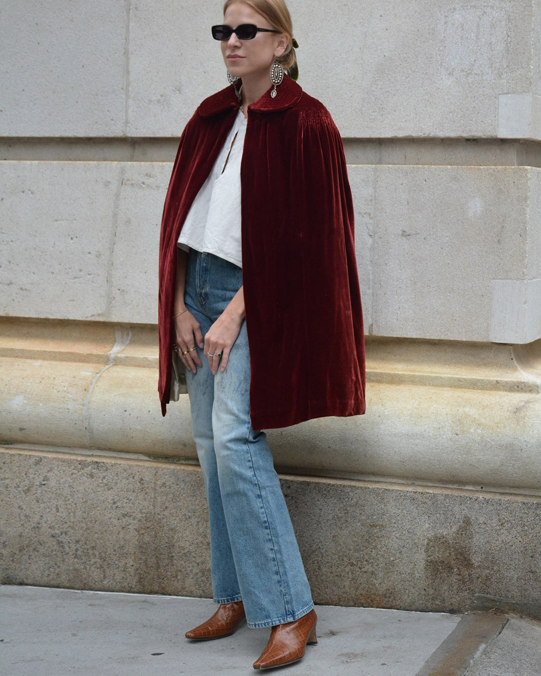 Vintage 1930s Red Velvet Cape