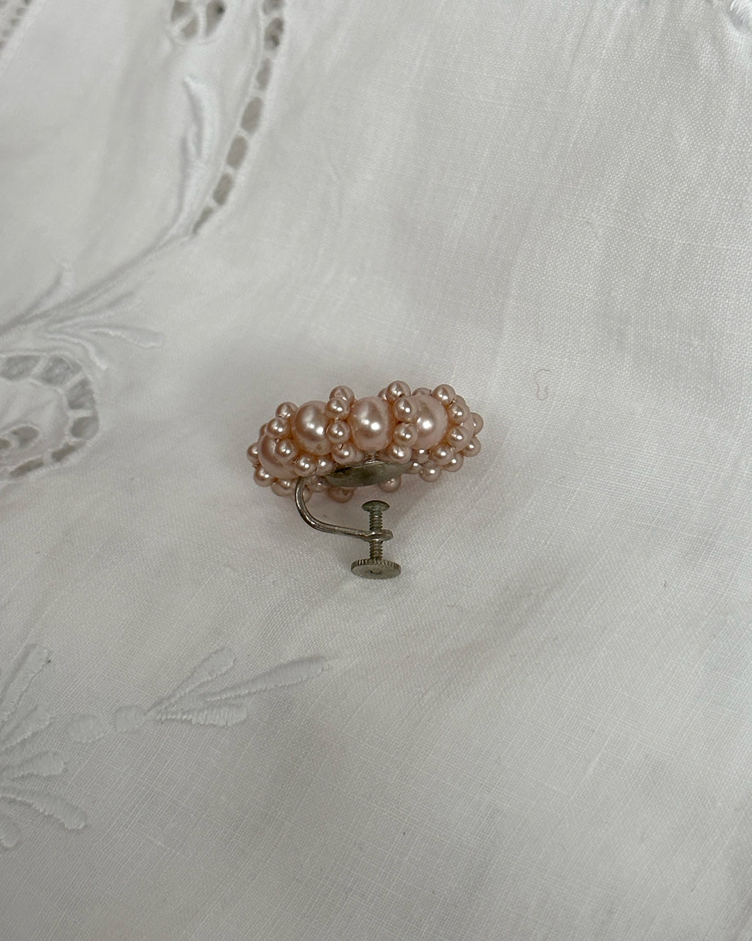 Vintage 1950s Pearl Spiral Cluster Earrings & Bracelet Set
