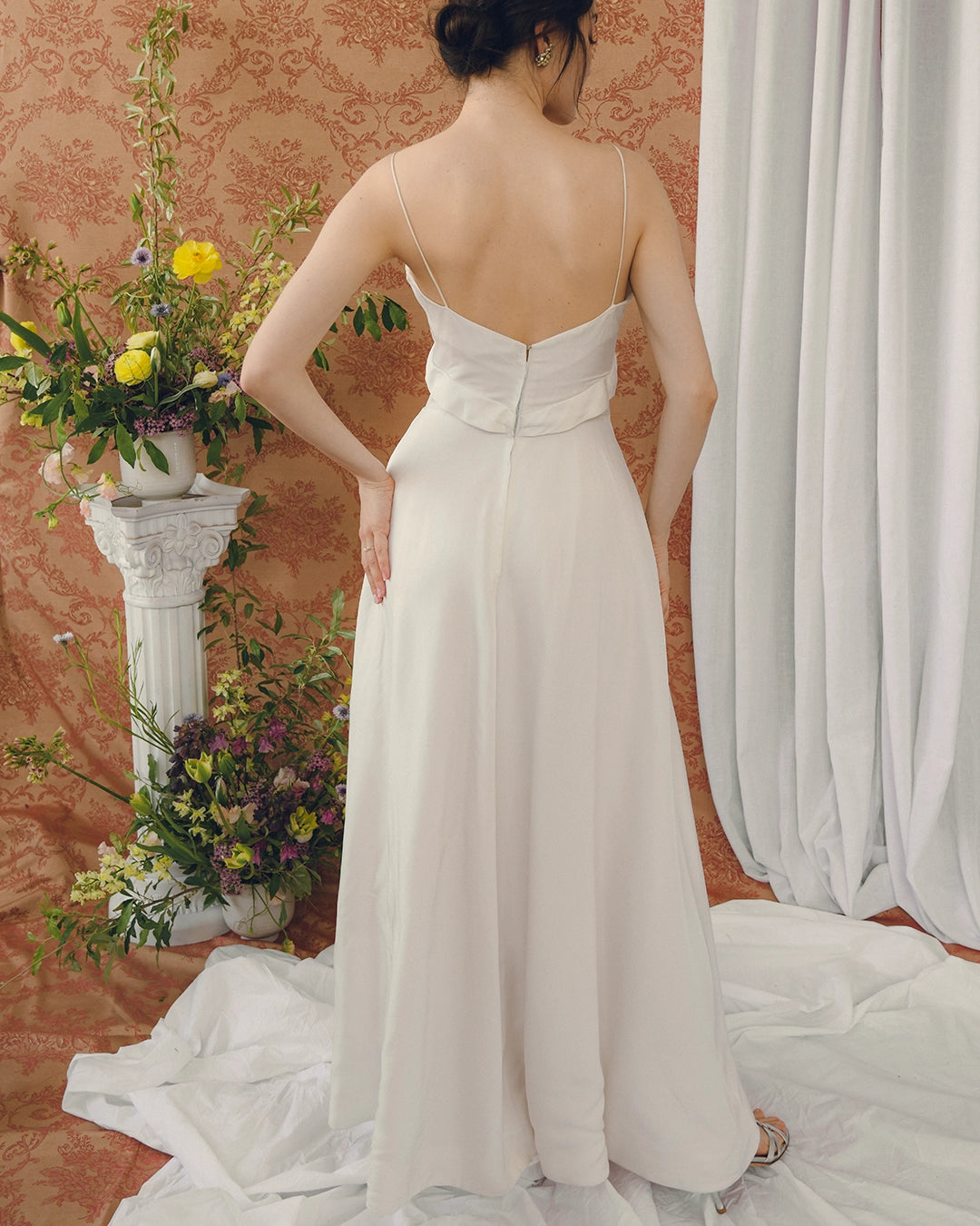 Vintage 1950s Princess-Cut Beaded Gown With Bustled Skirt