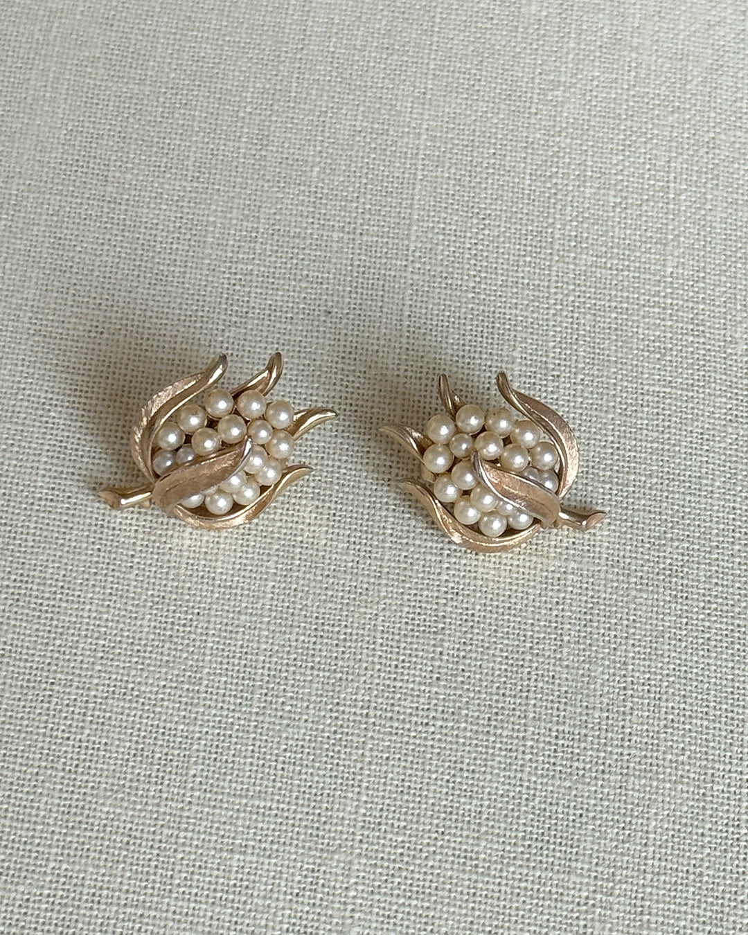 Vintage 1950s Trifari Lily Of The Valley Flower Earrings