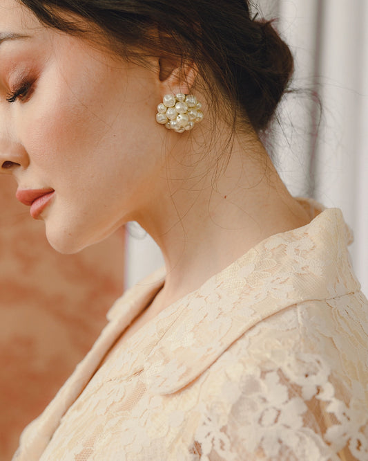 Vintage 1960s Baroque Pearl Cluster Earrings