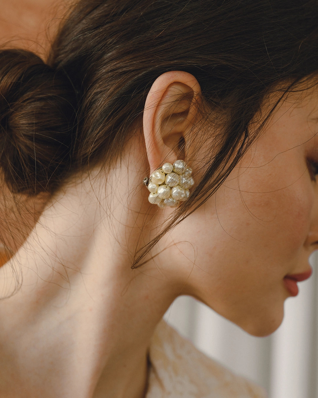 Vintage 1960s Baroque Pearl Cluster Earrings