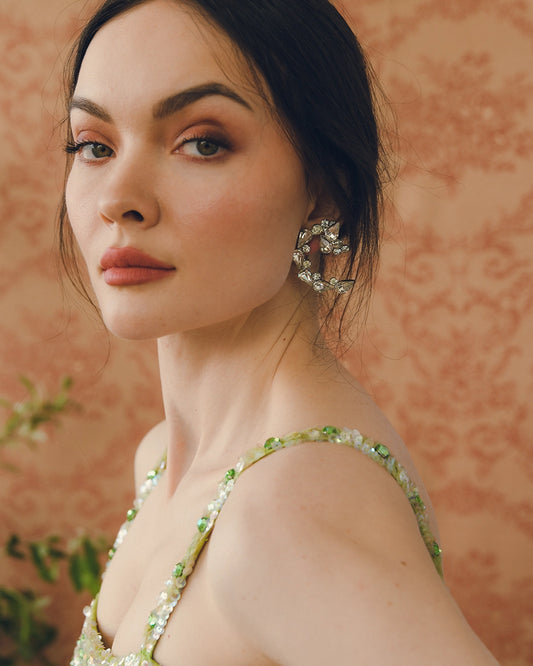 Vintage 1960s Diamanté Arc Earrings