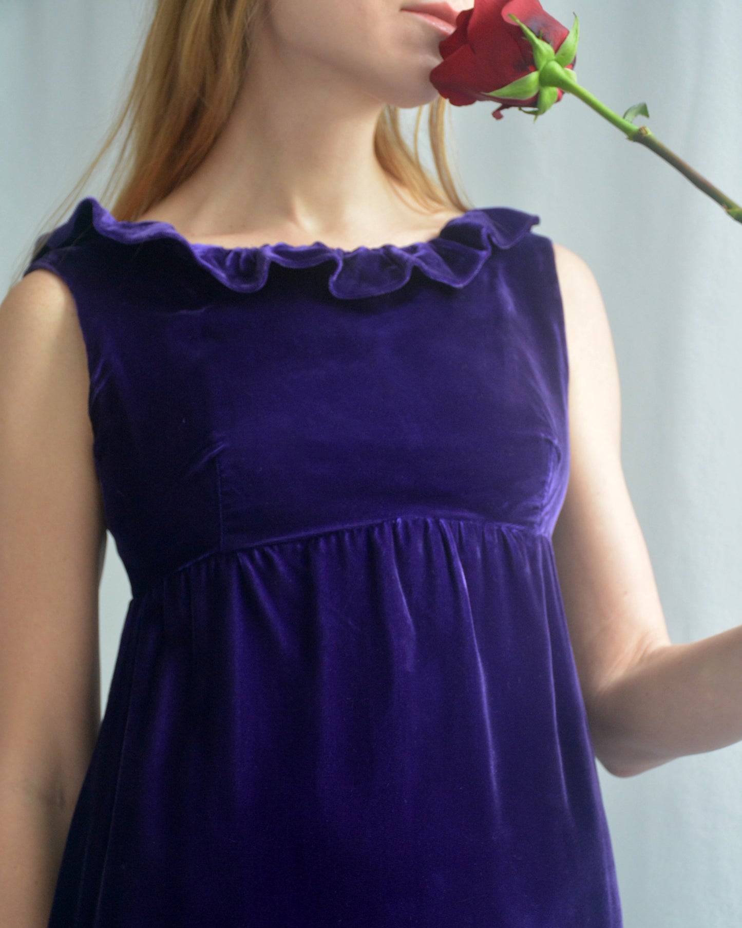 Vintage 1960s Empire Waist Velvet Column Dress