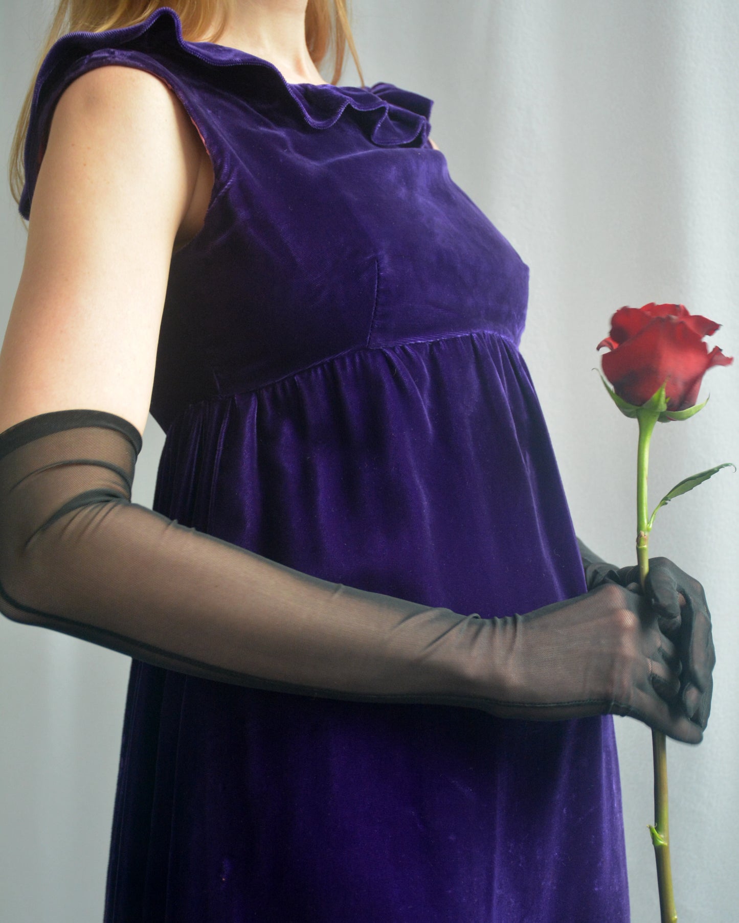 Vintage 1960s Empire Waist Velvet Column Dress