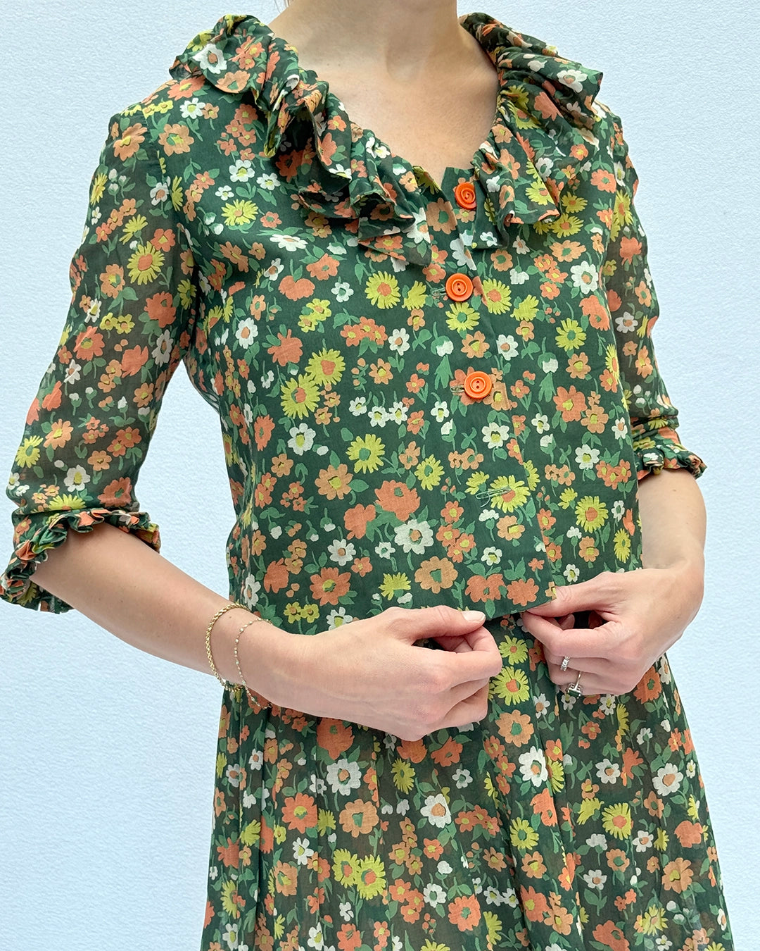 Vintage 1960s Floral Voile Skirt Set
