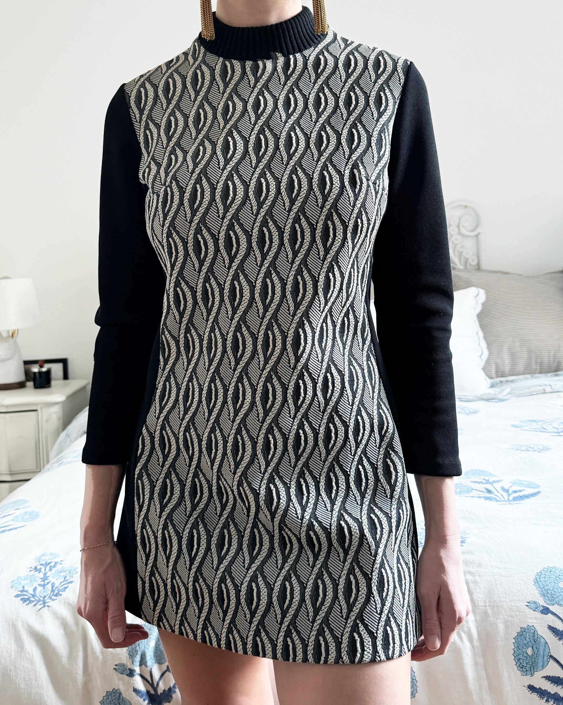 long sleeve 60s mod dress MARMALADE 60s Mod Style Black/Light Cream Jersey Dress Marmalade-shop