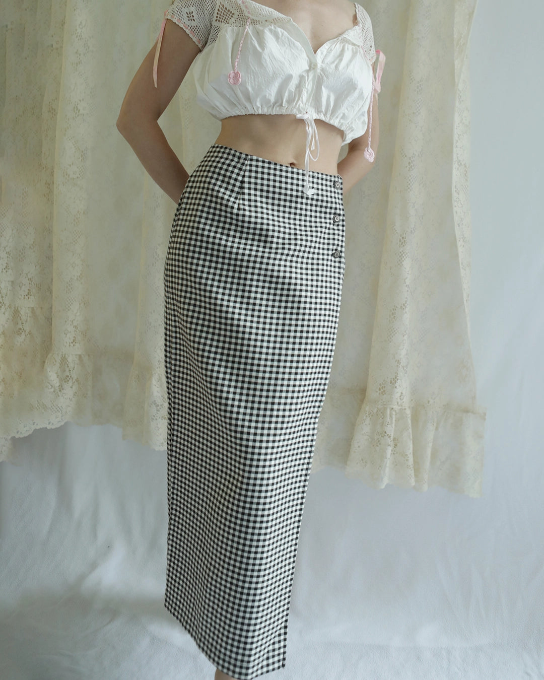 Vintage 90s Gingham Wrap Skirt