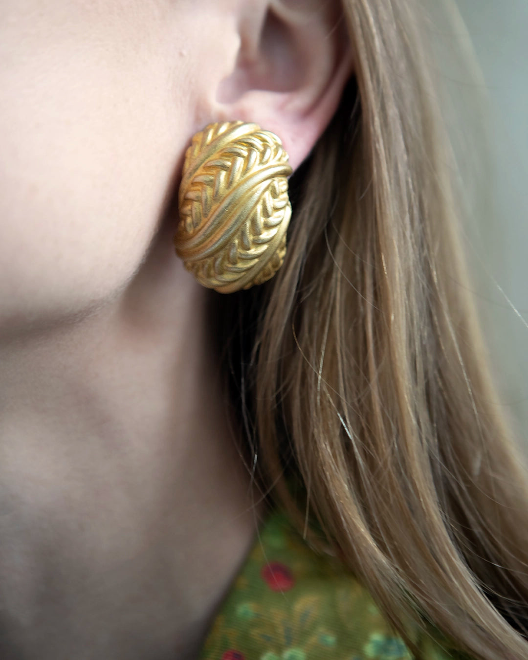 Vintage Chunky Gold Half Hoop Earrings