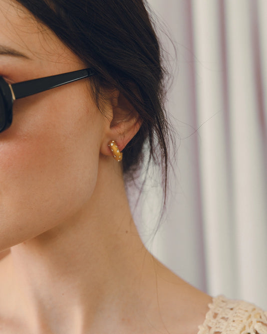 Vintage Crystal-Set Gold Huggie Hoops