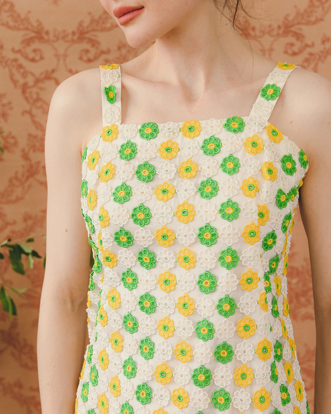 Early 1960s Daisy Crochet Minidress