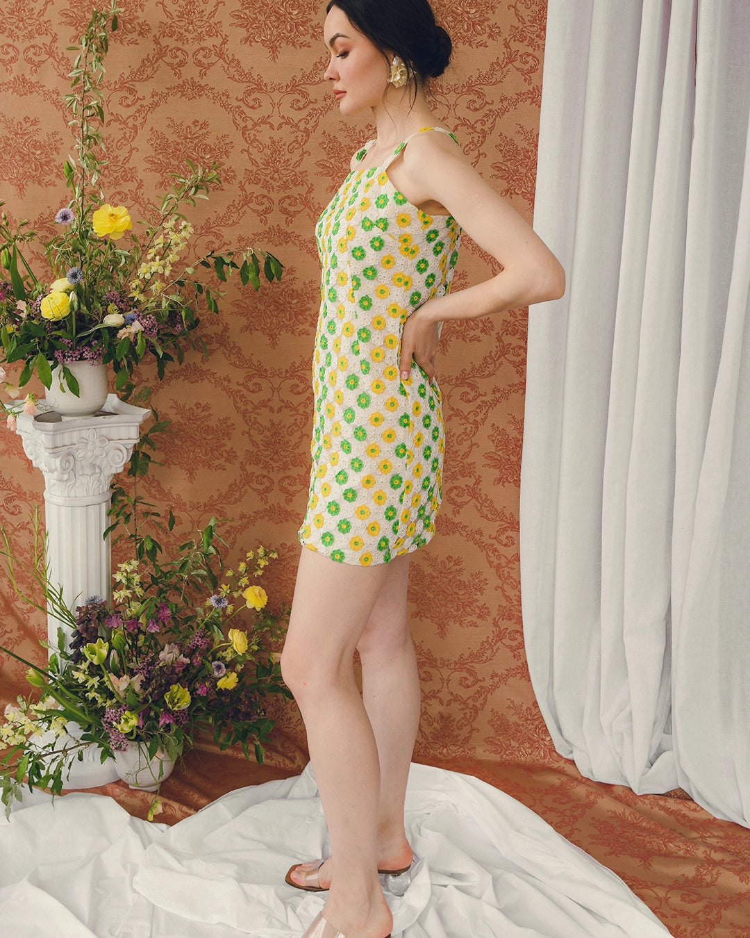 Early 1960s Daisy Crochet Minidress