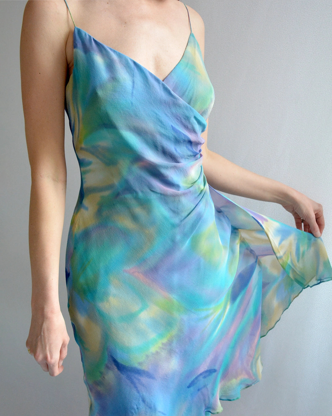 Vintage Hand-Dyed Bias-Cut Silk Chiffon Dress