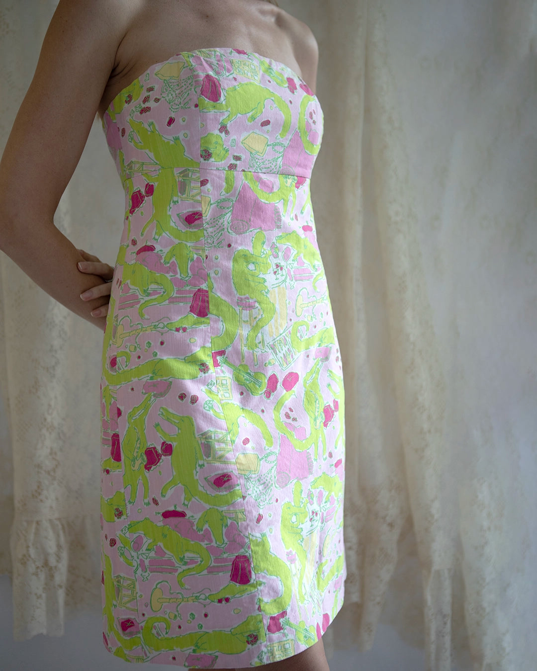 Vintage Lilly Pulitzer Strapless Printed Dress