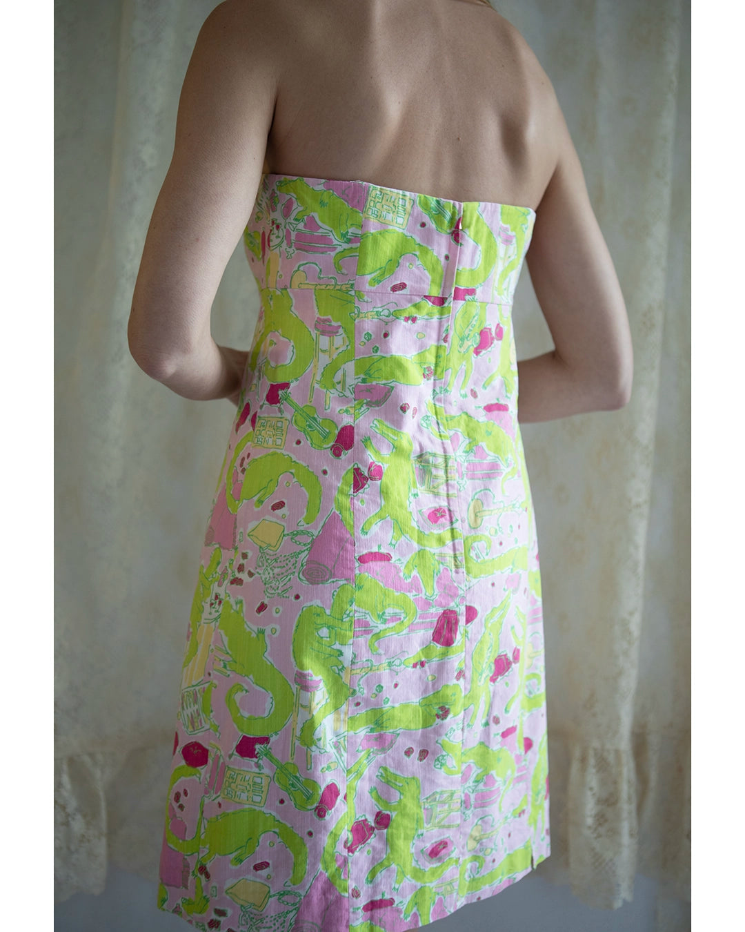 Vintage Lilly Pulitzer Strapless Printed Dress